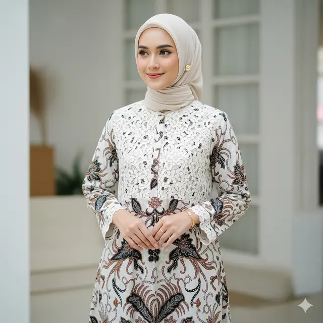 Model Gamis Batik Kombinasi Modern (Foto: Gemini)