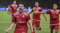 Striker Persija Jakarta, Marko Simic, merayakan gol yang dicetaknya ke gawang Bali United pada final Piala Presiden di SUGBK, Jakarta, Sabtu (17/2/2018). Persija menang 3-0 atas Bali United. (Bola.com/Vitalis Yogi Trisna)