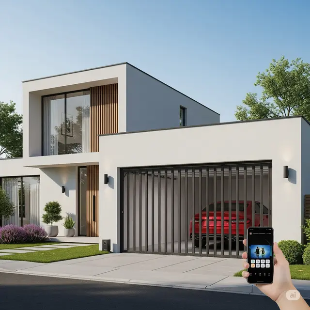 Model Pintu Garasi Besi Minimalis Terbaru. Foto: Gemini