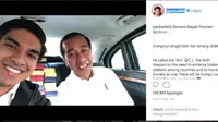 Momen akrab Jokowi dan Menpora Malaysia Syed Saddiq Abdul Rahman terekam jelas di sela-sela meninjau persiapan Asian Games di Palembang, Sumatera Selatan. (Foto: Instagram/syedsaddiq)