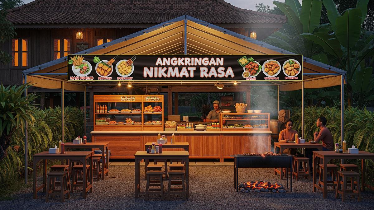 6 Konsep Tenda Permanen untuk Usaha Angkringan di Depan Rumah Desa