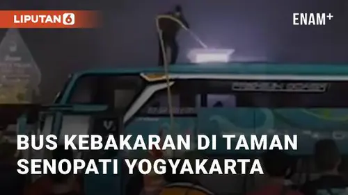 VIDEO: Detik-detik Bus Kebakaran di Taman Senopati Yogyakarta, Diduga Akibat Powerbank
