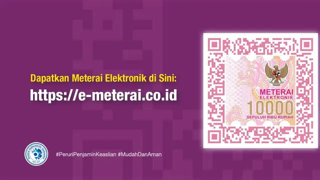 E-Meterai atau Meterai Elektronik.