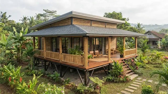 Rumah Kampung Modern dengan Teras Luas
