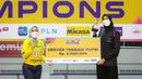 Nama pertama ada Megawati Hangestri. Pemain Jakarta Pertamina Fastron tersebut berhasil terpilih sebagai Server Terbaik Putri di PLN Mobile Proliga 2022. (Bola.com/Bagaskara Lazuardi)