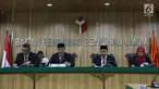 Ketua Bawaslu, Abhan memimpin sidang pembacaan putusan pendahuluan atas dugaan kecurangan pemilu terstruktur, sistematis, dan masif (TSM) di Gedung Bawaslu RI, Jakarta, Senin (20/5/2019). Bawaslu menolak laporan yang dilayangkan BPN Prabowo Subianto-Sandiaga. (Liputan6.com/Faizal Fanani)