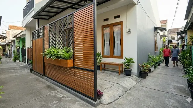 Model Teras dengan Pagar atau Partisi Estetik
