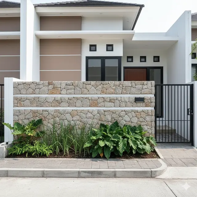 Model Benteng Depan Rumah Minimalis (Foto: Gemini AI)