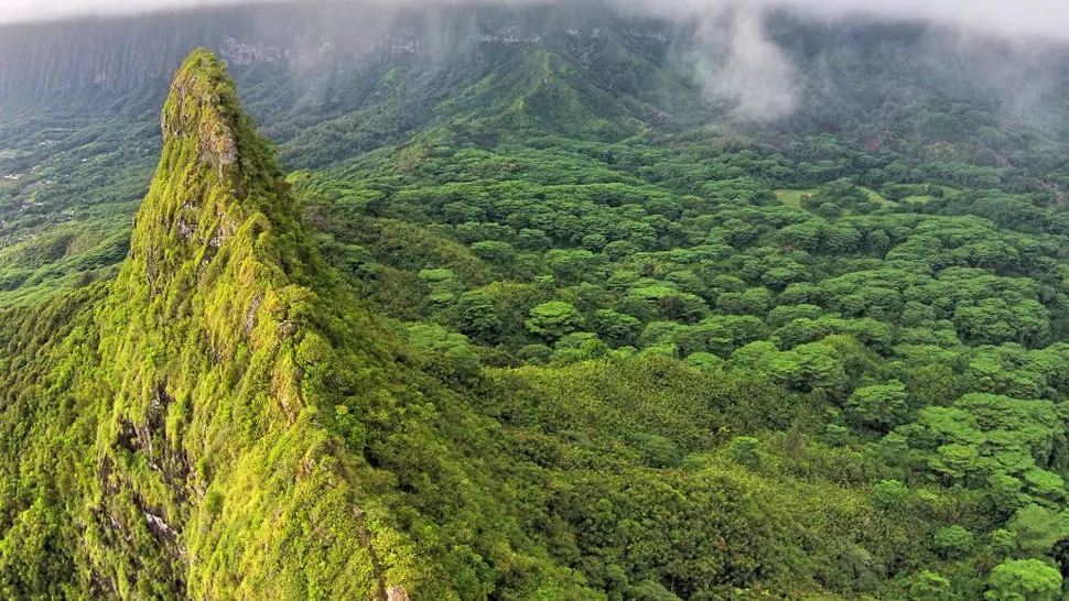 Foto Gunung Mount Olomana, Hawaii (Doc: JimmyWilkinson/ Dronestagram)