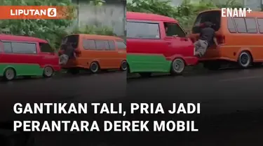 Seorang pria lakukan aksi heroik saat sedang derek mobil mogok mengundang perhatian