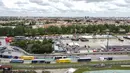 Suasana udara sirkuit Autodromo Enzo e Dino Ferrari, Kamis (18/5/2023) setelah banjir bandang melanda kota Emilia Romagna beberapa hari kemarin. (AFP/Stringer)