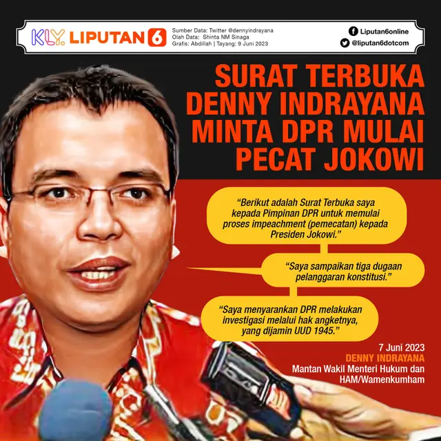 Infografis Surat Terbuka Denny Indrayana Minta DPR Mulai Pecat Jokowi