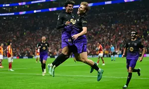 Selebrasi pemain Barcelona saat pesta gol di kandang Galatasaray di ajang Liga Champions (AFP)