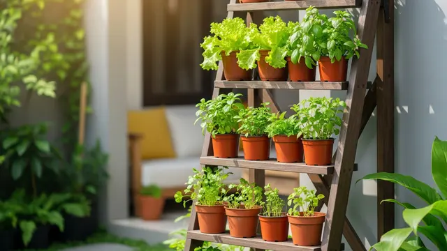 Kebun Sayur Tumpuk Menggunakan Rak Tangga