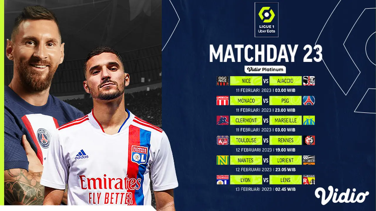 Siaran Langsung Ligue 1 Matchday 23 di Vidio Mulai 11-13 Februari : Big Match PSG Vs AS Monaco, Marseille Vs Clermont Foot