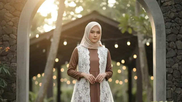 Gamis Batik Brokat Cocok Acara Outdoor