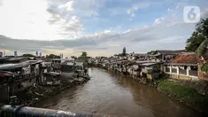 Suasana pemukiman padat penduduk di kawasan bantaran Kali Ciliwung, Jakarta, Rabu(16/11/2022). Pemerintah Provinsi DKI Jakarta akan melakukan normalisasi Kali Ciliwung sepanjang 4,8 kilometer di empat lokasi prioritas yakni Kelurahan Rawajati Cawang, Cililitan, dan Kampung Melayu dengan rancangan anggaran APBD 2023 sebesar Rp469 miliar. (Liputan6.com/Faizal Fanani)