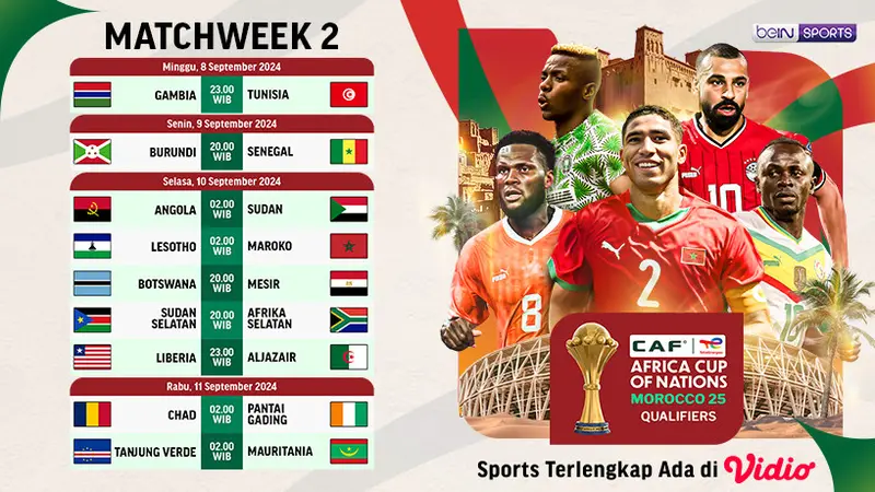 AFCON Qualifier 2025 Matchday 2 di Vidio