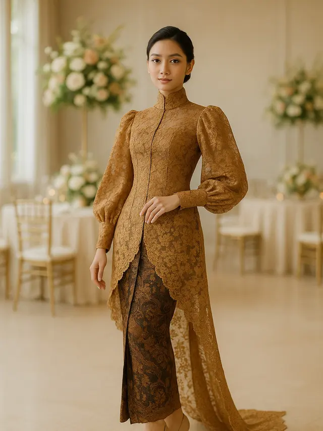 Model Kebaya Janggan Brokat Lengan Balon