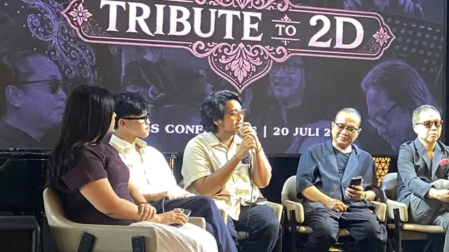 Delta Dhukun berbicara dalam konferensi pers Tribute to 2D di Jakarta, Senin (20/7/2026). (Liputan6.com/Nola Vemiliana)