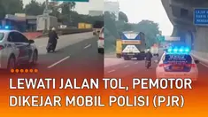 Aksi seorang pemotor lewati jalan tol dan dikejar mobil PJR mengundang perhatian