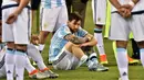 Perjalanan Lionel Messi di tahun 2016 tidaklah terlalu istimewa, dirinya masih gagal mempersembahkan trofi untuk Argentina. Berikut kisah bintang Barcelona itu sepanjang tahun 2016. (AFP/Nicholas Kamm)