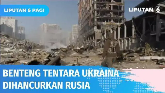 Inilah rekaman yang disiarkan TV Rusia mengenai aktivitas militer di Marinka, diluar Donetsk. Tampilan dari atas udara menunjukkan benteng dari tentara Ukraina telah dihancurkan.