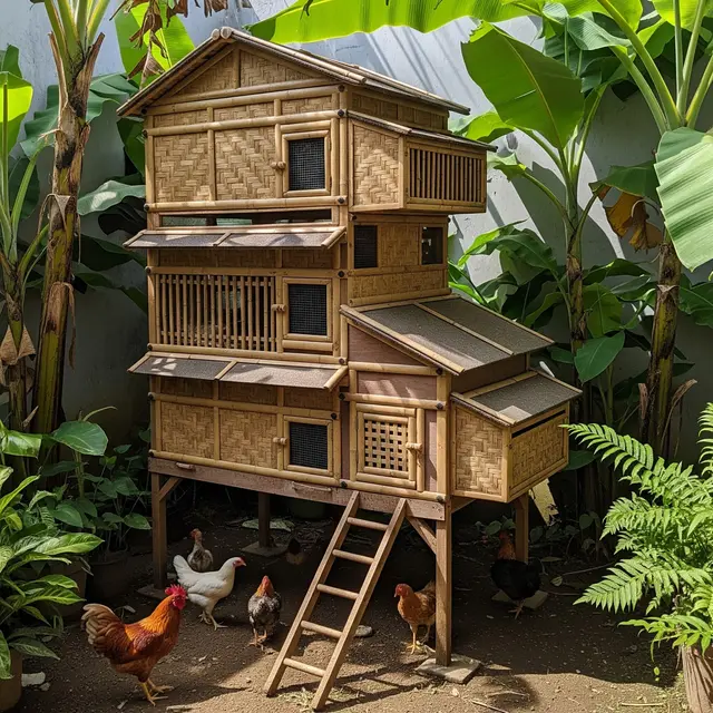 9 Model Kandang Ayam Bambu Tingkat, Efisiensi Maksimal Lahan Terbatas