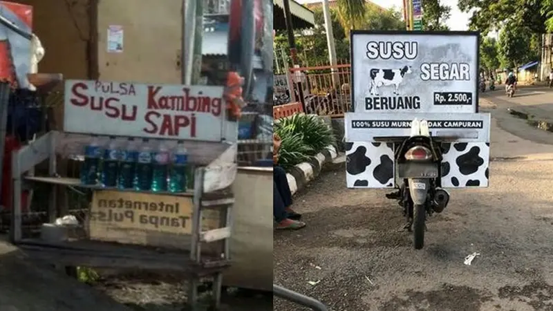 6 Cara Promosi Penjual Susu Segar Ini Kelewat Unik, Kocak