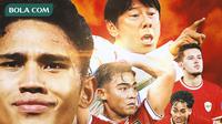 Timnas Indonesia - Ilustrasi Shin Tae-yong, arhan, Rafael Struick, Justin Hubner, Marselino Ferdinan (Bola.com/Adreanus Titus)