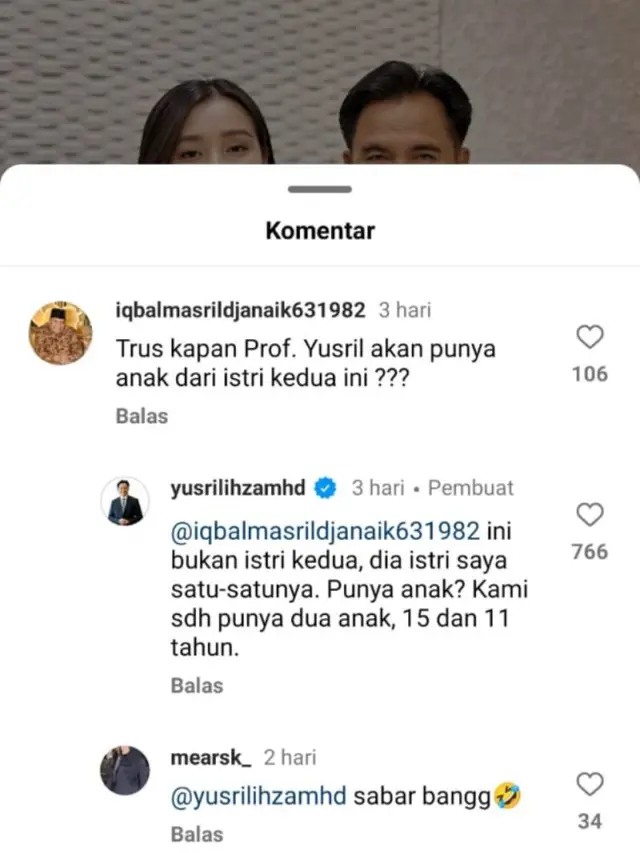 Jawaban Yusril Ihza Mahendra Saat Ditanya Soal Istri Kedua