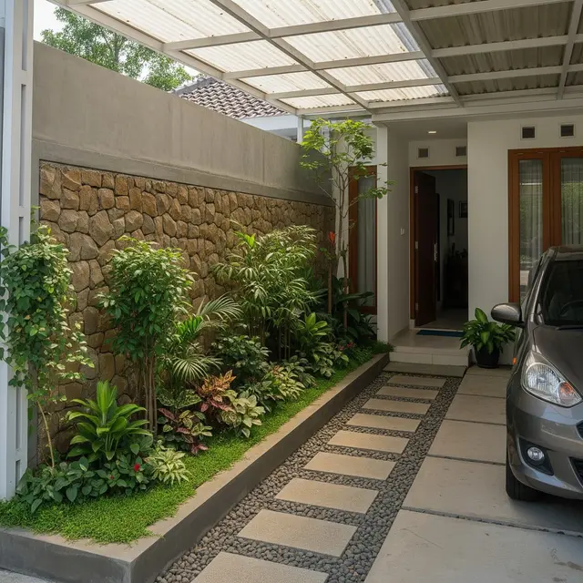 9 Ide Model Kebun Mini di Area Carport yang Masih Ada Cahaya, Asri dan Tetap Terang