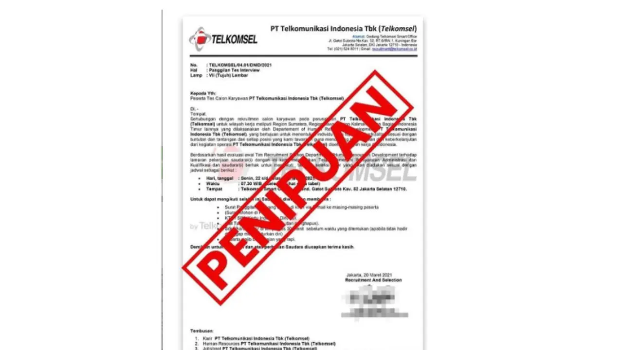Beredar informasi rekrutmen dan panggilan wawancara kerja yang mengatasnamakan Telkomsel
