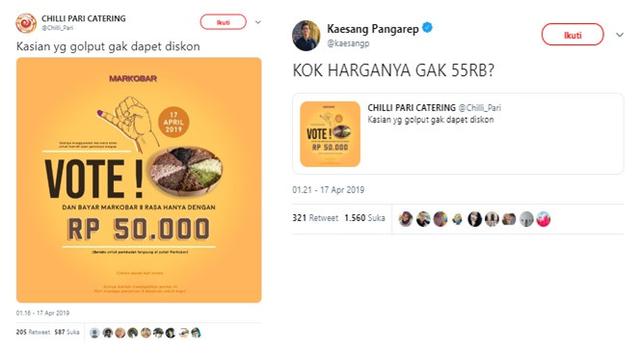 Cuitan Kaesang Gibran (Sumber: Twitter//Chilli_Pari/kaesangp)