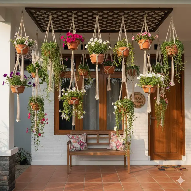 Kebun Gantung di Plafon Teras (Gemini AI)