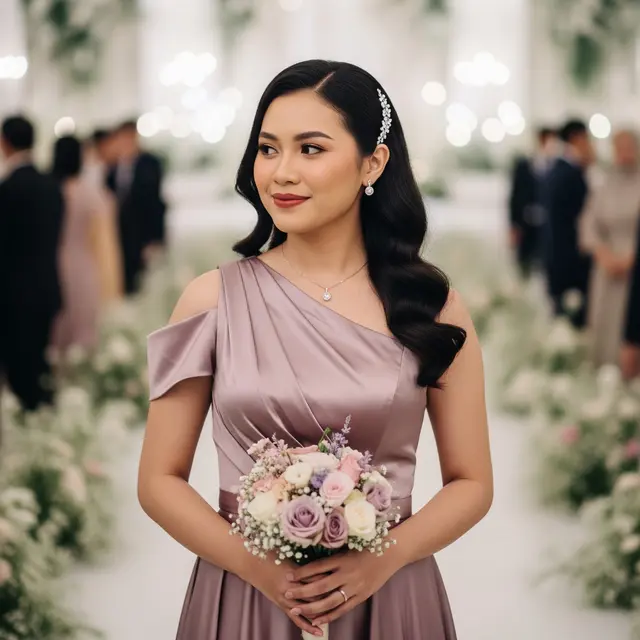 Baju Bridesmaid Non Hijab ala Selebriti (Gemini AI)