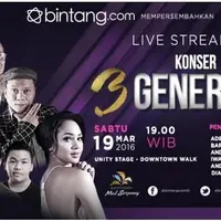 Saksikan Live Streaming Konser Bintang 3 Generasi dari Summarecon Mall Serpong Sabtu 19 Maret Pukul 19.00 di http://bit.ly/bintang3generasi