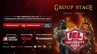 Live streaming IEL University Super Series 2021 kualifikasi Grup H, Rabu (3/2/2021) dapat disaksikan melalui platform Vidio, laman Bola.com, dan Bola.net. (Dok. Vidio)