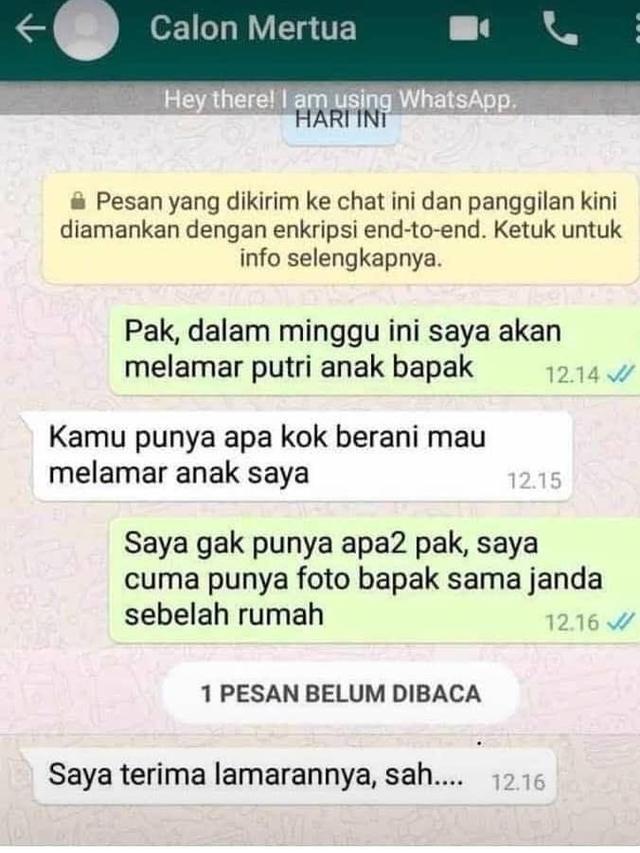 Chat Kocak saat Mencoba Melamar Ini bikin Ketawa Ngakak