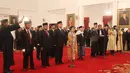 Suasana pelantikan Kepala Dewan Pengarah dan Kepala Unit Kerja Presiden bidang Pembinaan Ideologi Pancasila (UKP-PIP) Yudi Latif dan sembilan anggota di Istana Negara, Jakarta, Rabu (7/6). (Liputan6.com)