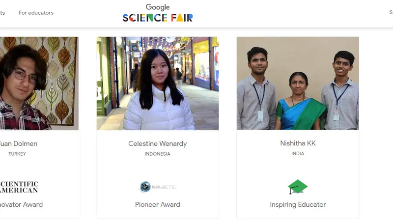 Beberapa Pelajar Peraih Penghargaan di Google Science Fair 2019