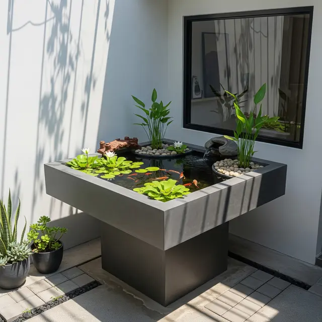 Model Kolam Ikan Sudut Depan Rumah Minimalis