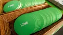 Logo Line di kantor pusat LINE di Jepang, 2 Juni 2016. LINE dikembangkan oleh perusahaan Jepang bernama NHN Corporation. LINE pertama kali dirilis pada Juni 2011 dan mulanya hanya dapat digunakan pada sistem iOS dan Android. (REUTERS/Toru Hanai)