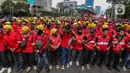 Para buruh yang hadir di Jakarta berasal dari Jabotabek, Banten, dan Jabar. (Liputan6.com/Angga Yuniar)