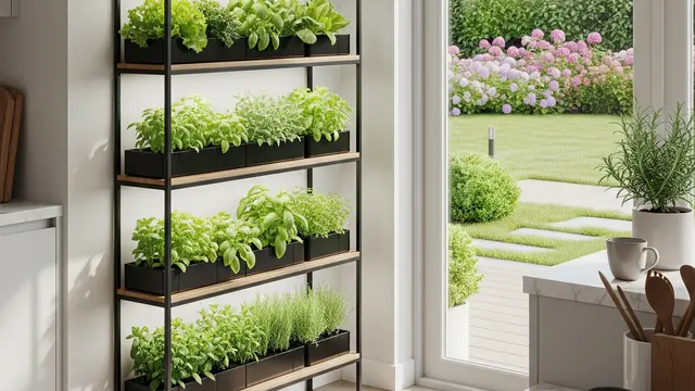 Model Kebun Sayur Rumahan yang Menyatu sama Dapur (AI)