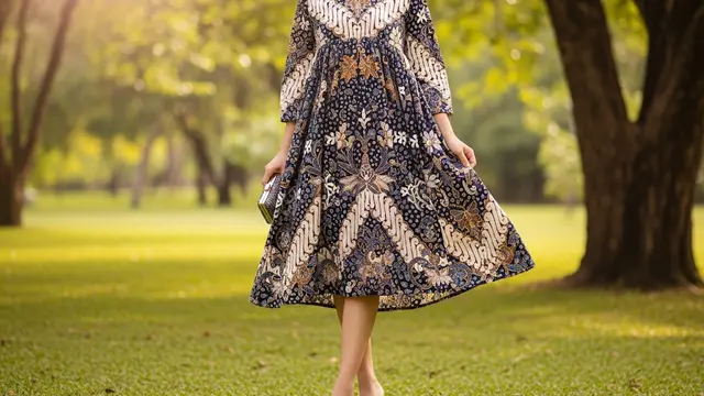 Batik Shift Dress Striped Pattern