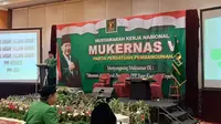 Ketua Umum Partai Persatuan Pembangunan (PPP) hasil mukhtamar Jakarta, Humphrey Djemat, Sabtu (30/11/2019). (Liputan6.com/ Putu Merta Surya Putra)