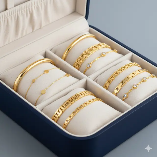 Model Gelang Emas 10 Gram 18 Karat Simpel yang Cocok Ibu Bekerja. Gemini