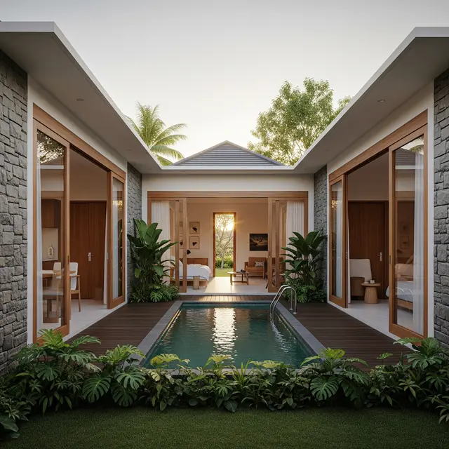 Model Rumah Sederhana tapi Mewah dengan Kolam Kecil