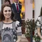 Kate Middleton tampil anggun dengan gaun transparan bermotif hitam serta mengenakan clutch hitam